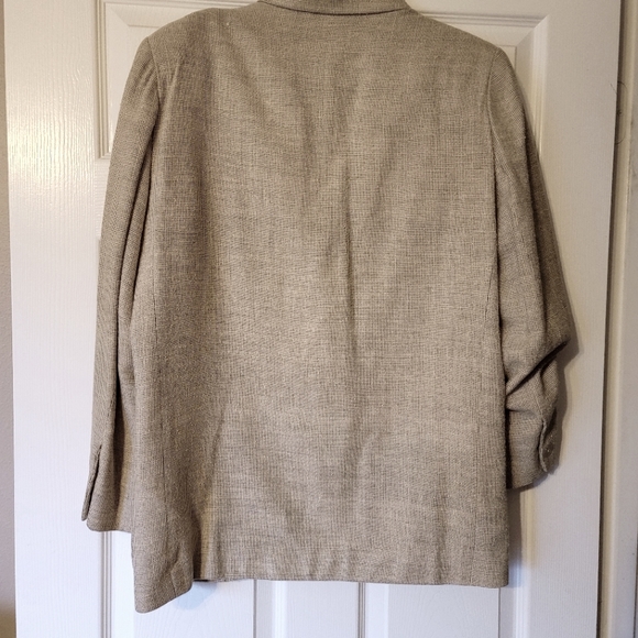 Pure silk black/natural lined blazer size 12 - Picture 2 of 4